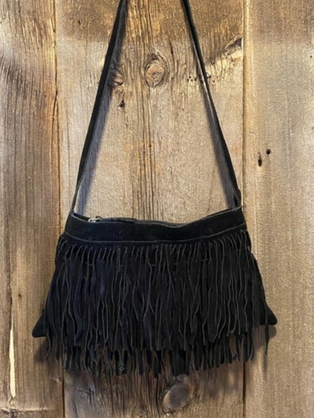 Black Suede Fringe Purse